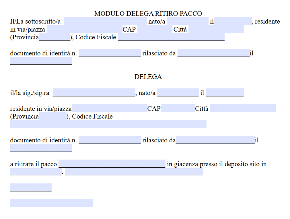 Delega Ritiro Pacco DHL